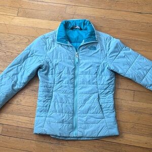 The North Face Teal and Light Blue Jacket